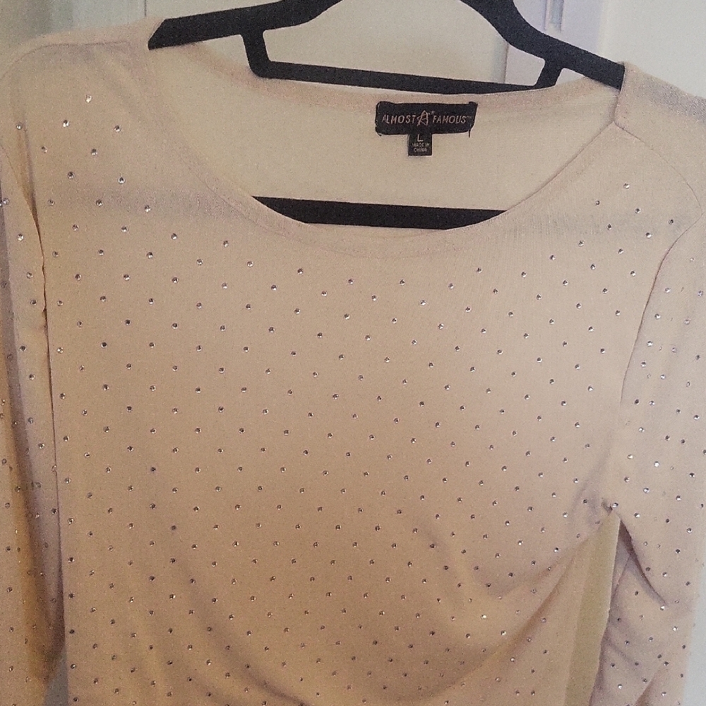 Almost FAMOUS Cream Embellished Women's Top Ptp 18 With Stretch